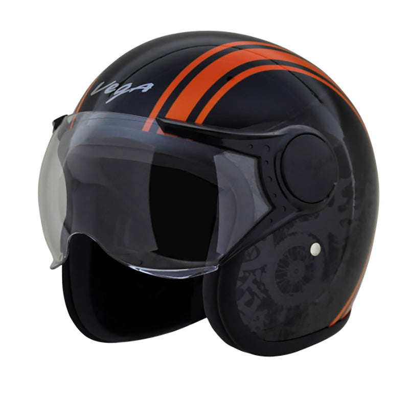 Vega Jet Old School W Visor Hemet - Black Orange