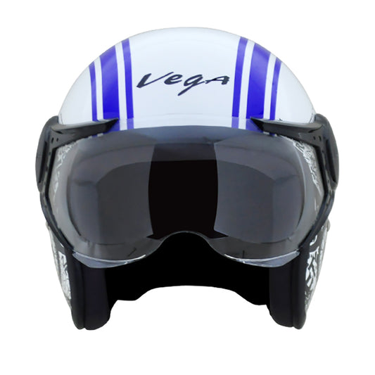 Vega Jet Old School W Visor Hemet - White Blue