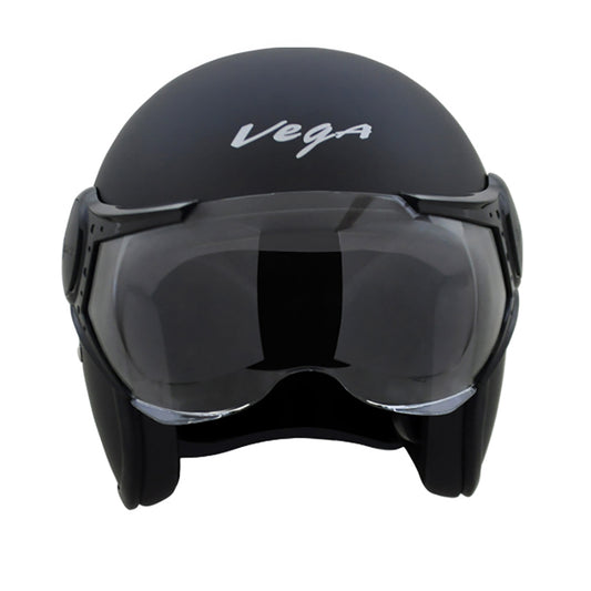 Vega Jet Star W Visor Hemet - Dull Black Silver