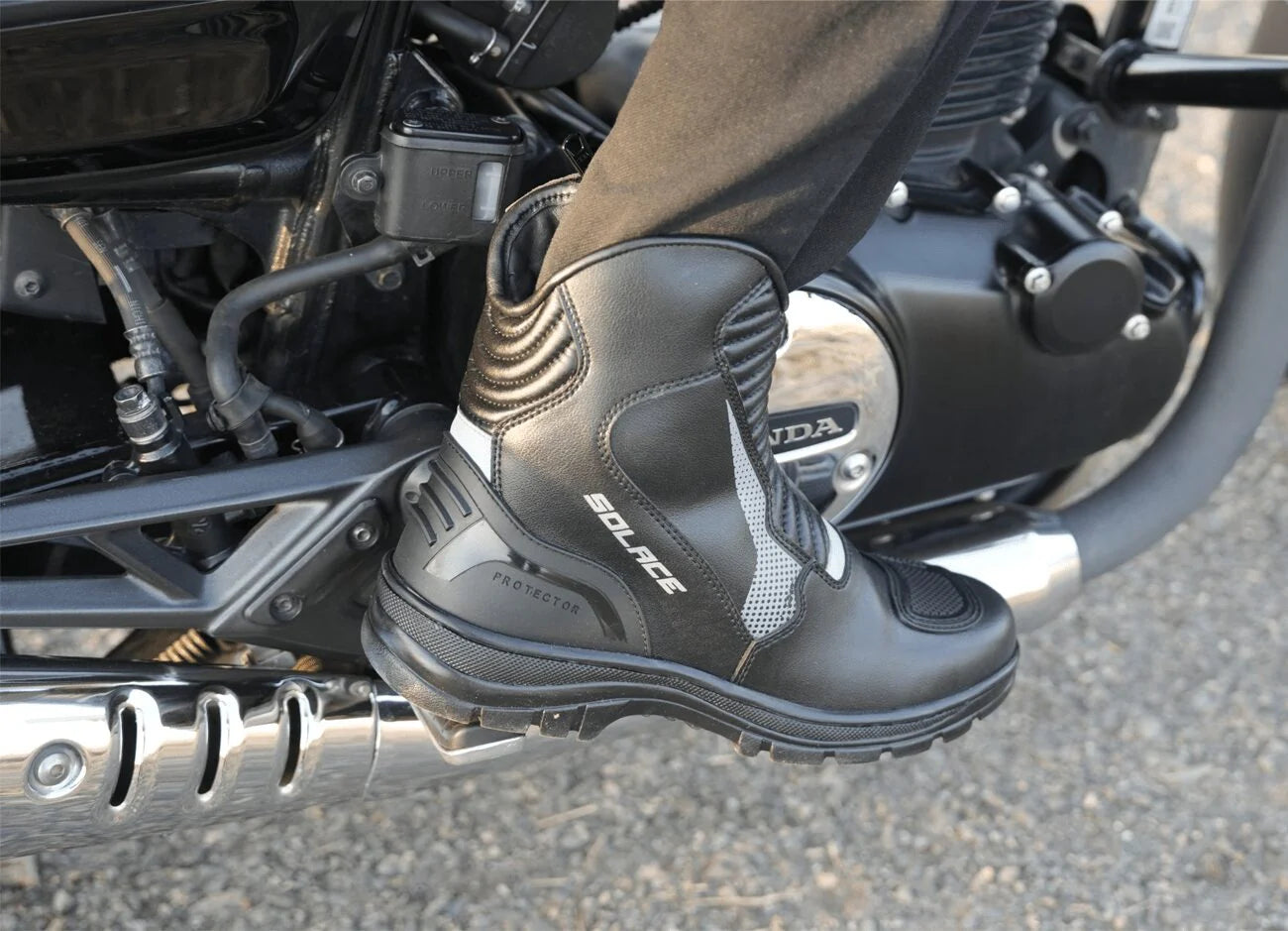 SOLACE Scout Motorcycle Boots - Black Grey
