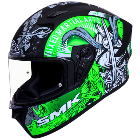 SMK Stellar Samurai Helmet - Gloss Black Grey Green